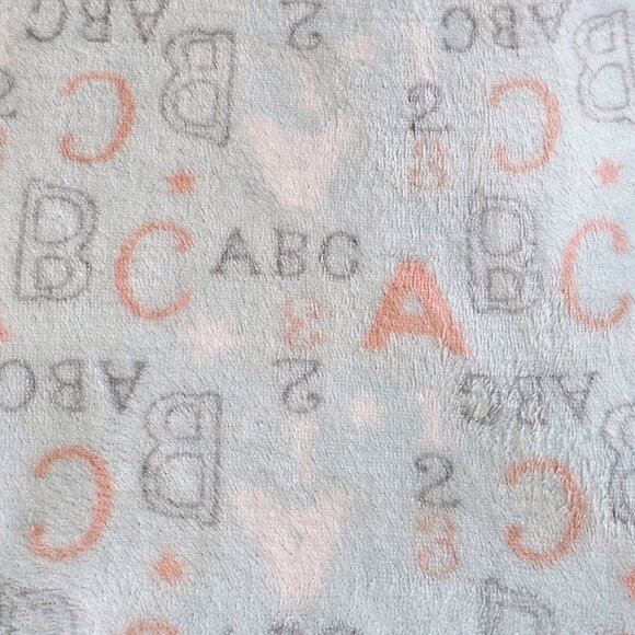 Baby Gear ABC 123 Letter Number Alphabet Plush Baby Blanket Blue Peach Gray - Picture 1 of 8